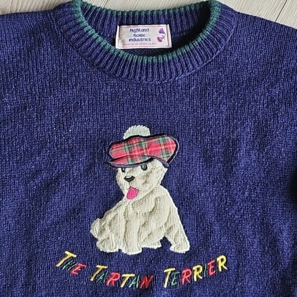 Scottish Highland Home Industries Lambswool The Tartan Terrior Knit Sweater - Picture 4 of 7
